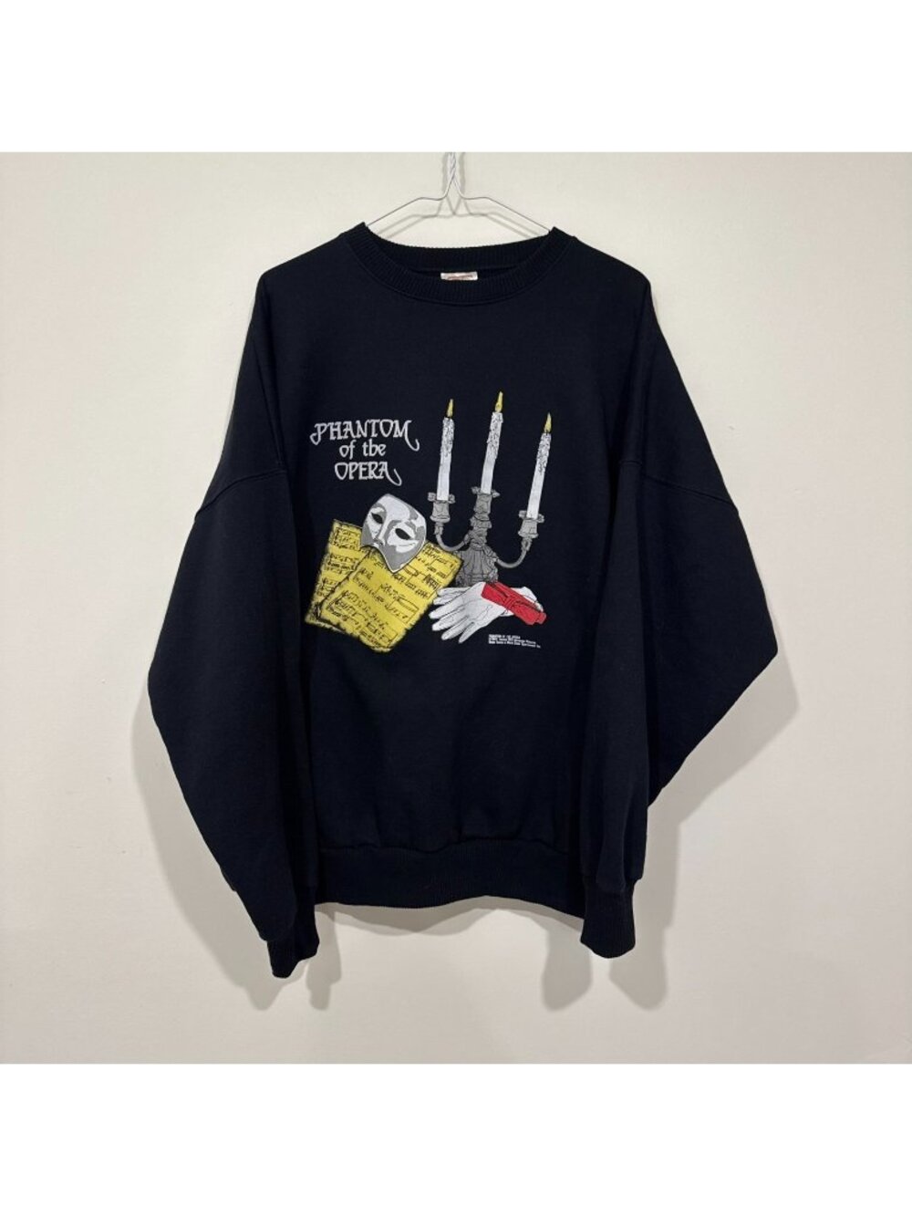 Vintage 1990s Phantom of the Opera Pullover Sweatshirt Size XL Black